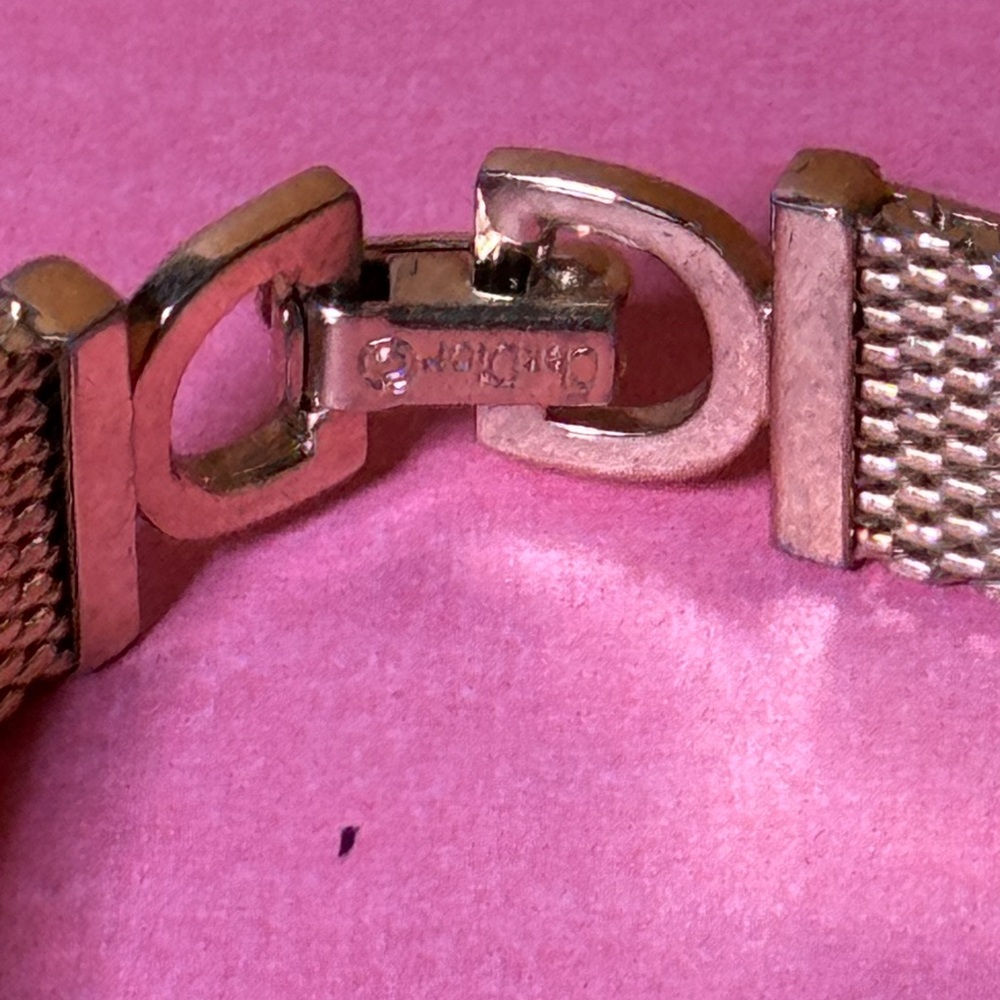 Dior Gold Mesh Bracelet with Sparkling Centerpiece - Picture 6 of 12